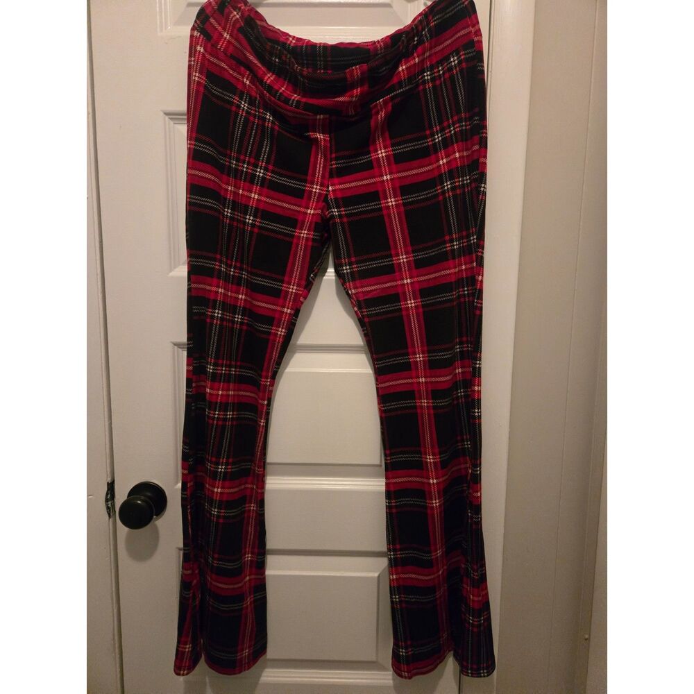 Black, Red, and White Plaid Flare Leg Pants size XXXL (21) by No Boundaries
